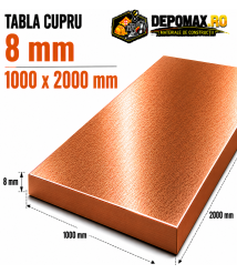 Tabla cupru 8mm – 1000 x 2000 mm – EN Cu-DHP Tabla cupru 8mm – 1000 x 2000 mm – EN Cu-DHP